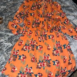 Charlotte Russe Vibrant Floral Long Sleeve Dress